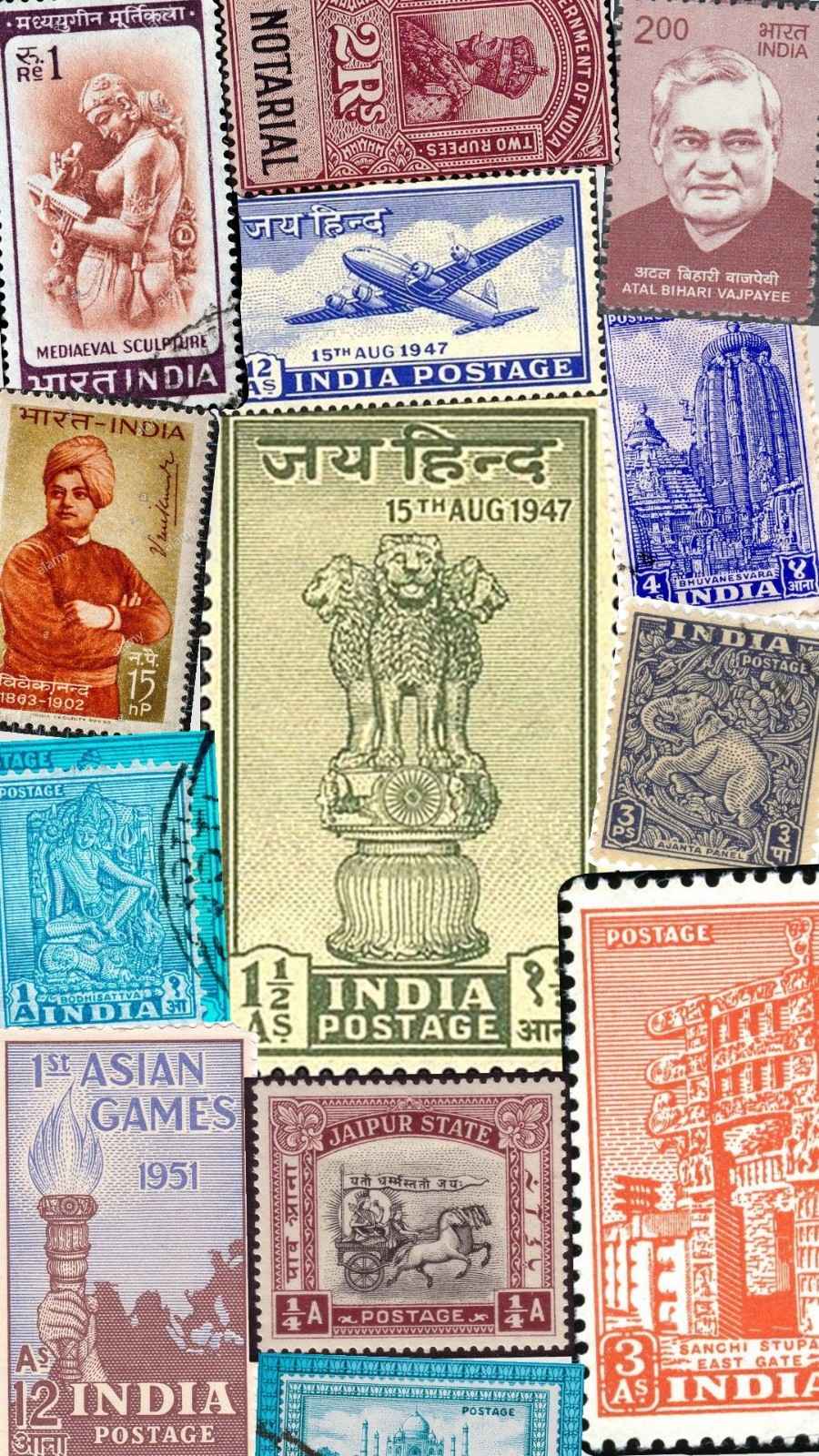Vintage Indian Postage Stamp Album
