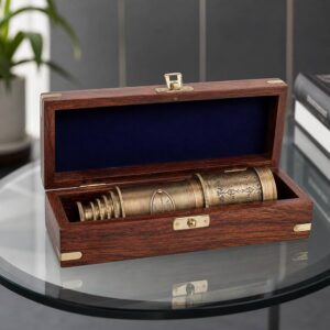 Vintage Brass Telescope with Wooden Box