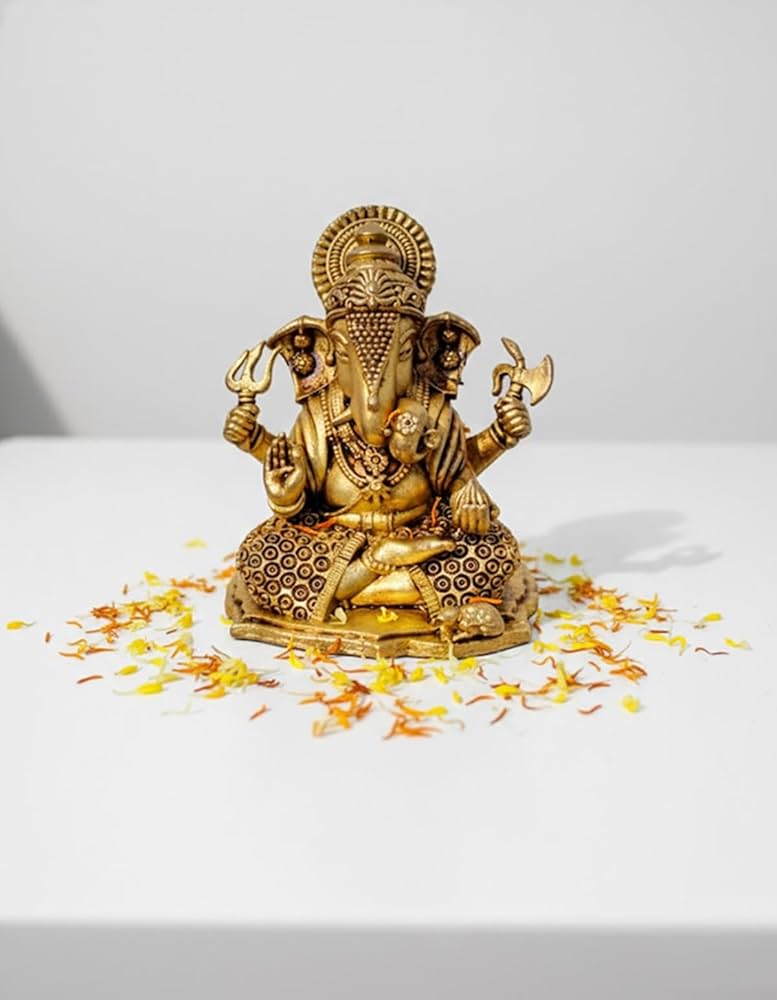 Brass Ganesha Idol (Hand-cast)
