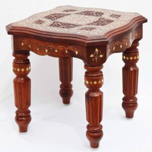 Carved Rosewood Side Table (Colonial Era Style)