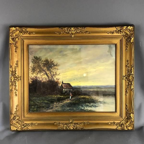 Vintage Oil Landscape on Canvas (Framed)