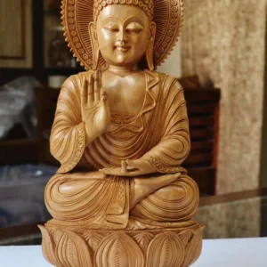 Carved Wooden Buddha Bust
