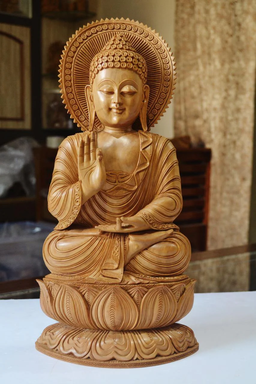 Carved Wooden Buddha Bust