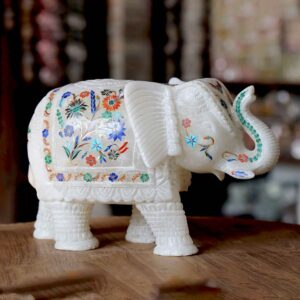 Marble Inlay Elephant Figurine