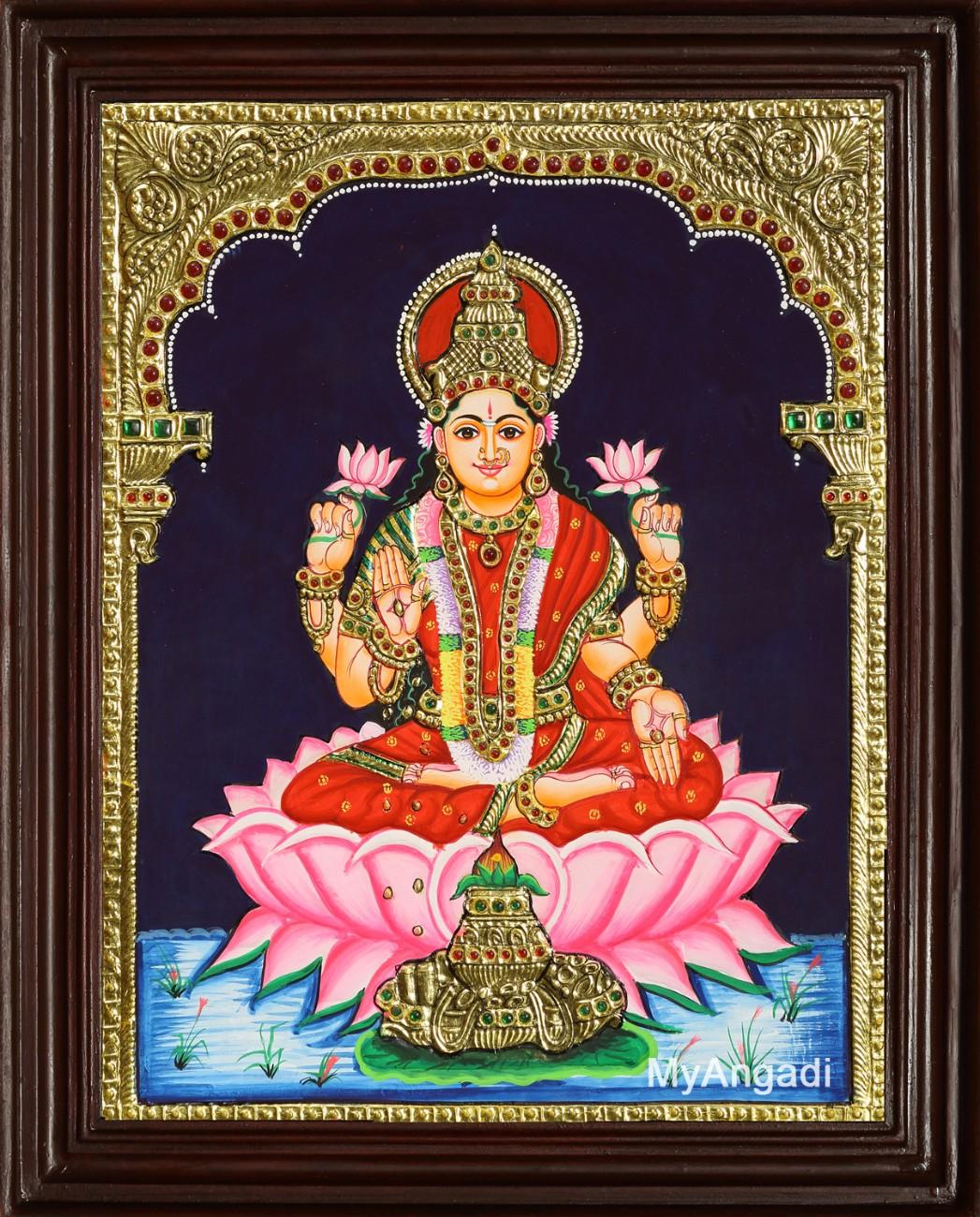Tanjore Painting of Goddess Lakshmi (Gold Foil)